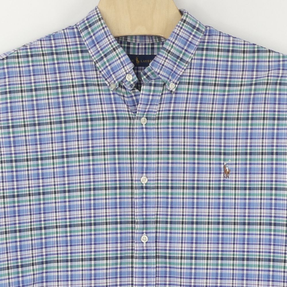 Ralph Lauren Long Sleeve Button Down Check Plaid Shirt Men's XXL 100%‎ Cotton